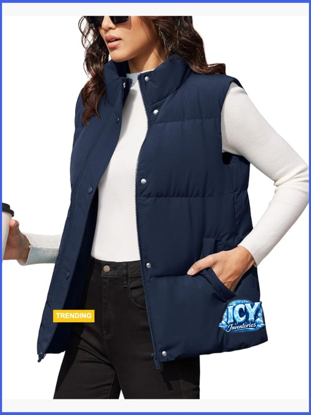 Lightweight Puffer Down Vest with Zipper and Pockets